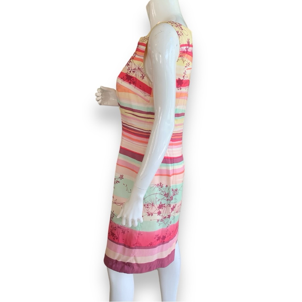 CAROL ANDERSON CALIFORNIA VINTAGE SILK STRIPED FLORAL SHEATH DRESS  WOMEN’S SZ 8 - Picture 3 of 7